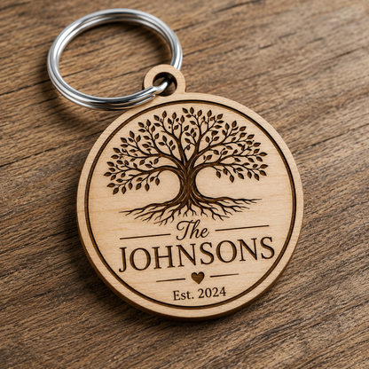 Personalized Wooden Compass Keychain
