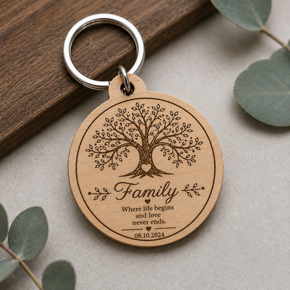 Personalized Wooden Compass Keychain