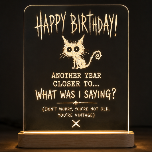 Happy Birthday LED Lamp Black cat– Personalized Acrylic Night Light