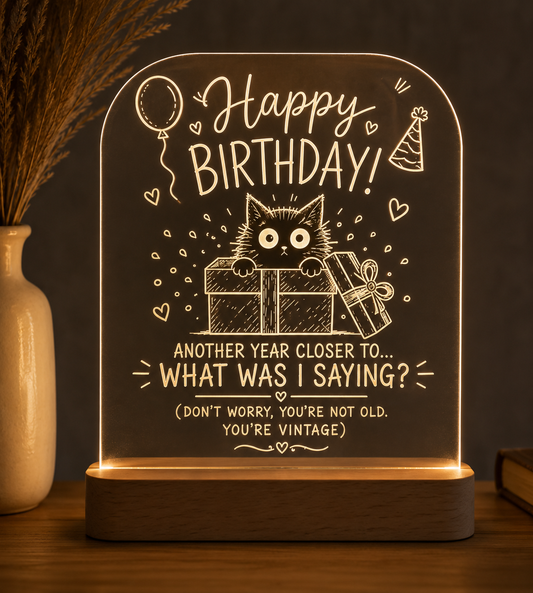 Funny Birthday LED Lamp – Personalized Acrylic Night Light