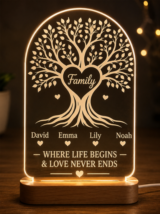 Personalized Family Tree LED Lamp with Names