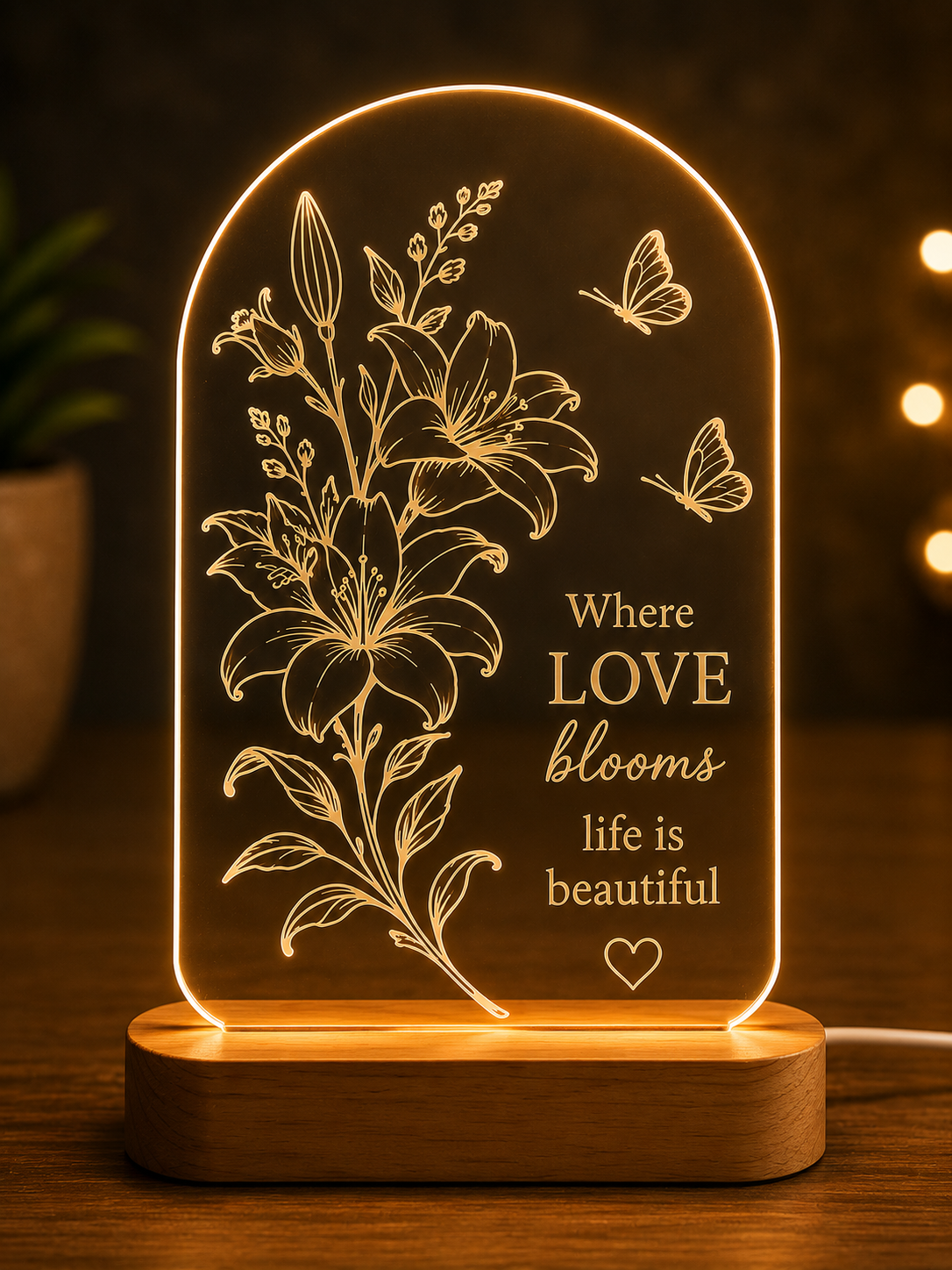 Lily Bloom LED Lamp – Personalized Acrylic Night Light