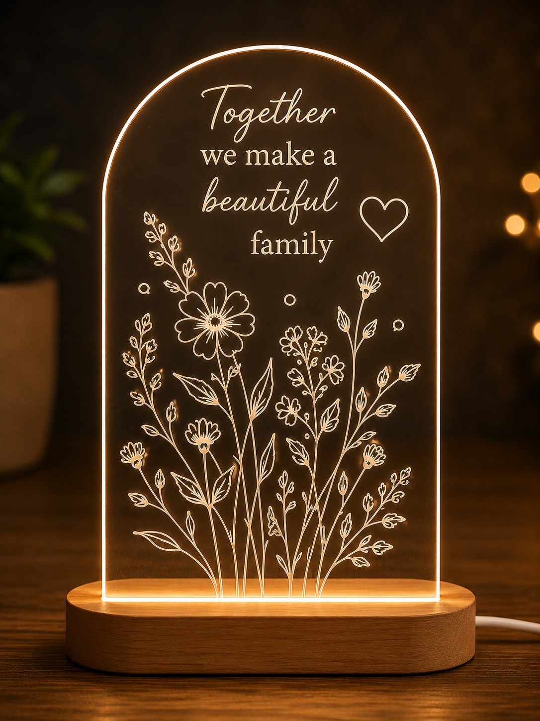Personalized Floral LED Lamp