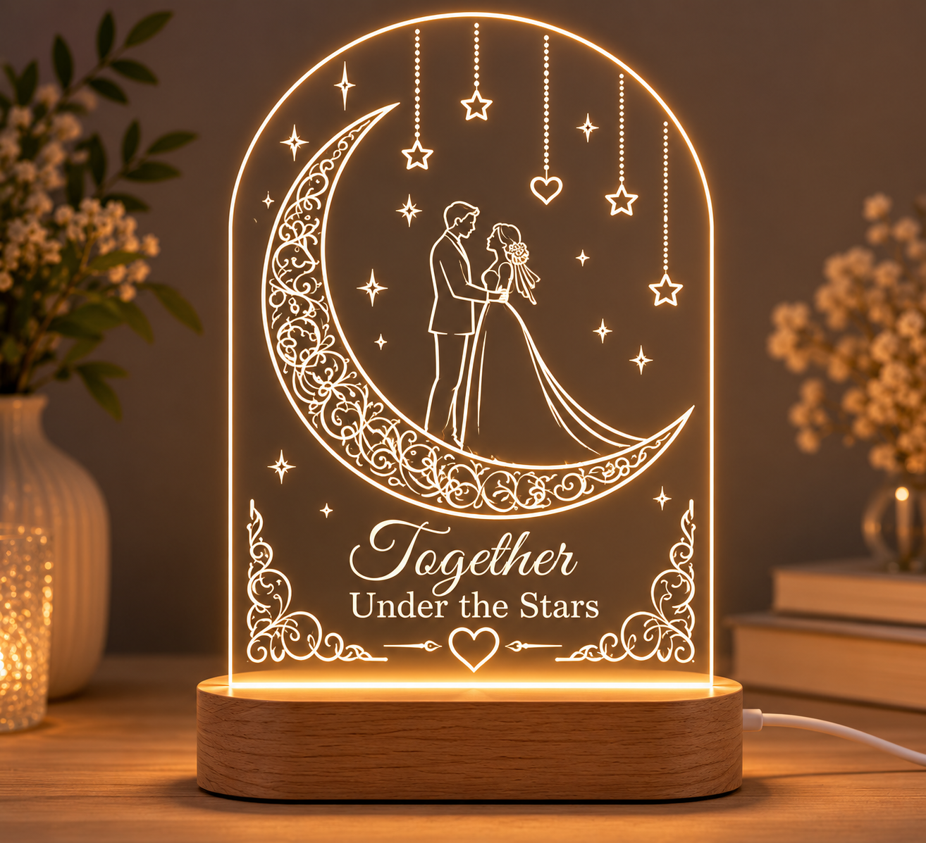 Custom Couple Moon LED Night Light