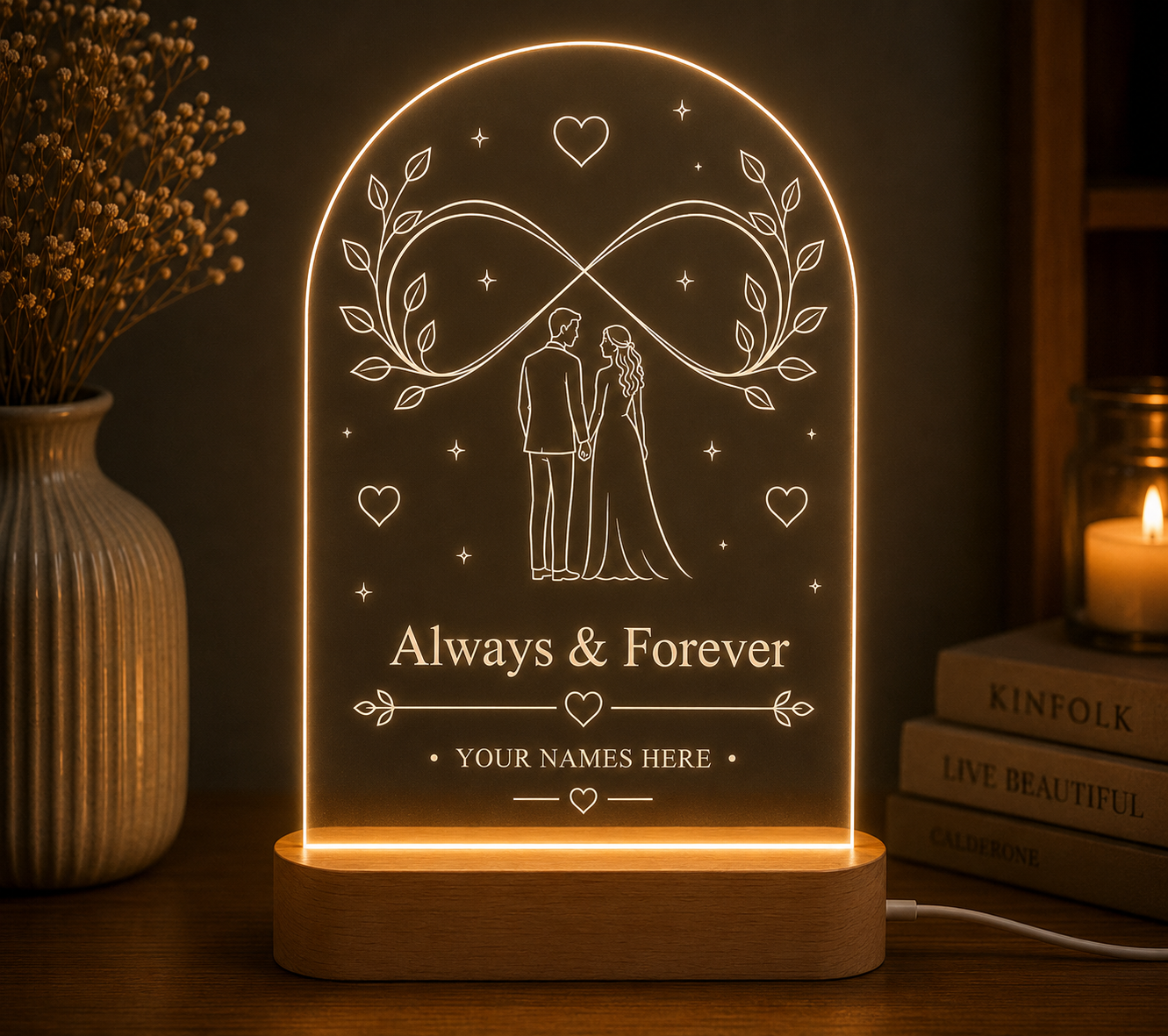 Personalized Infinity Couple LED Night Light