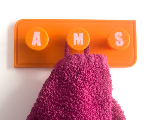 Personalized Towel Hook: 3D Printed PLA Plastic, Wall Mounted