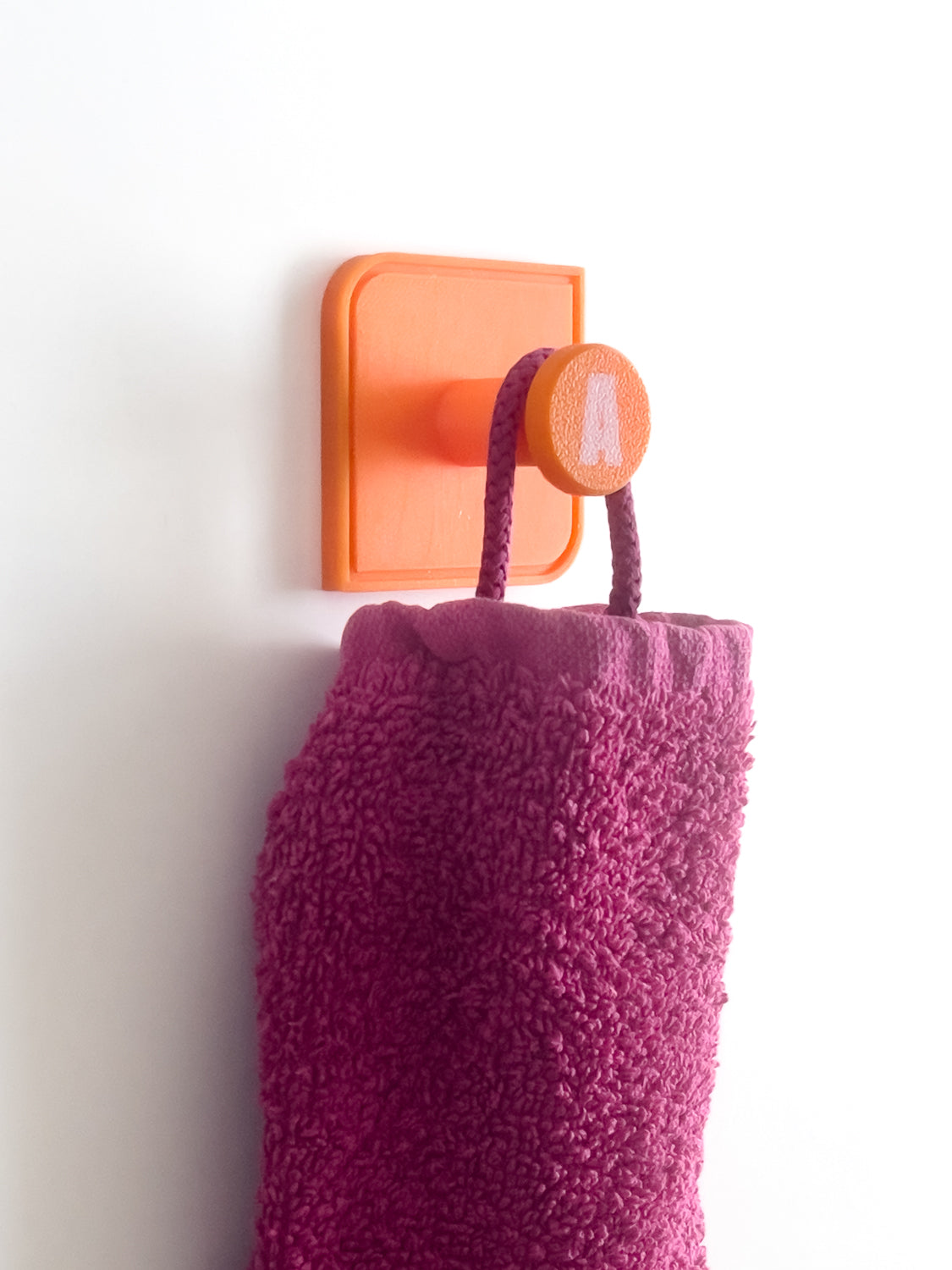 Personalized Towel Hook: 3D Printed PLA Plastic, Wall Mounted