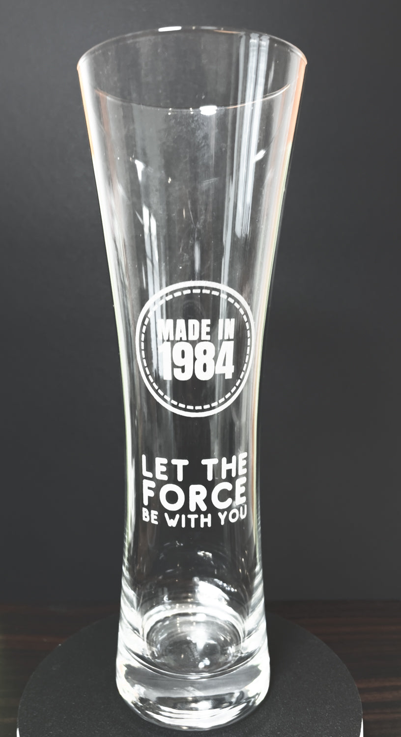 Personalized wheat beer pint glass