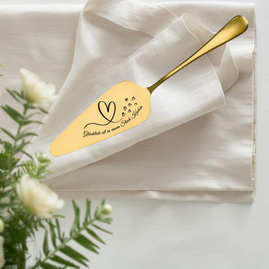 Personalized Cake Server Gold Set – Engraved Stainless Steel Wedding Gift