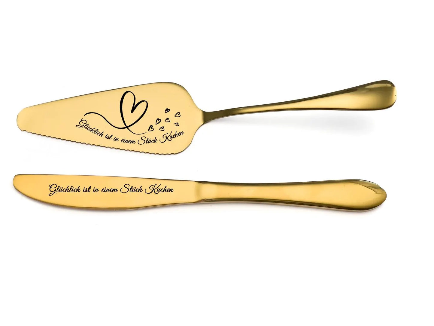 Personalized Cake Server Gold Set – Engraved Stainless Steel Wedding Gift