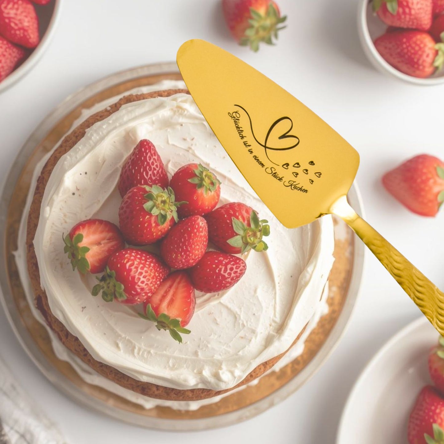 Personalized Cake Server Gold– Engraved Stainless Steel Wedding Gift