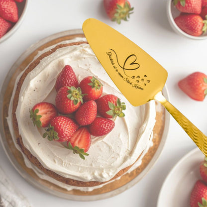 Personalized Cake Server Gold– Engraved Stainless Steel Wedding Gift