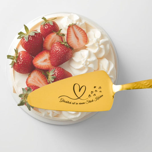 Personalized Cake Server Gold– Engraved Stainless Steel Wedding Gift