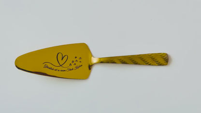 Personalized Cake Server Gold– Engraved Stainless Steel Wedding Gift