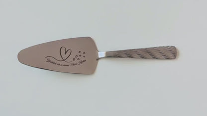 Personalized Cake Server Silver– Engraved Stainless Steel Wedding Gift