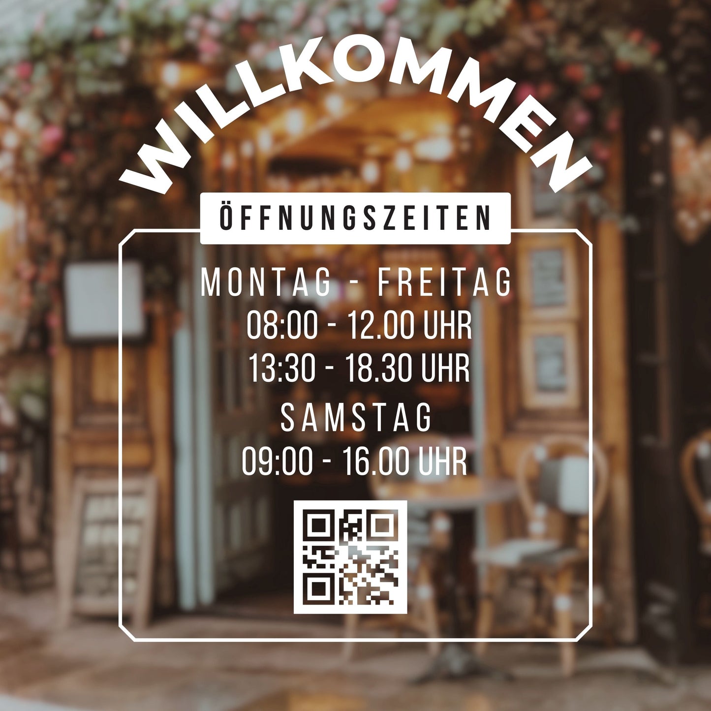 Opening hours shop with QR code