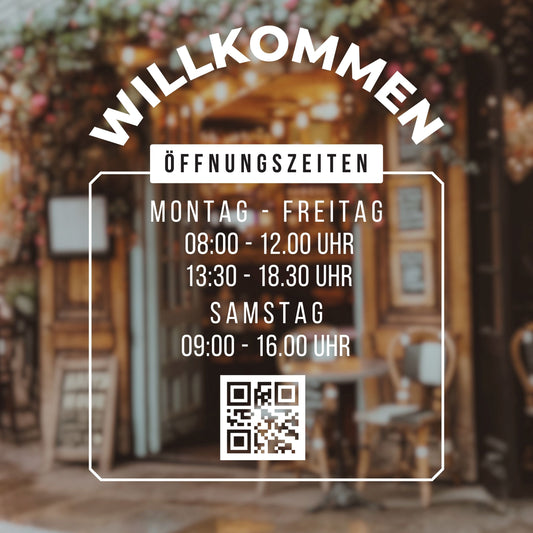 Opening hours shop with QR code