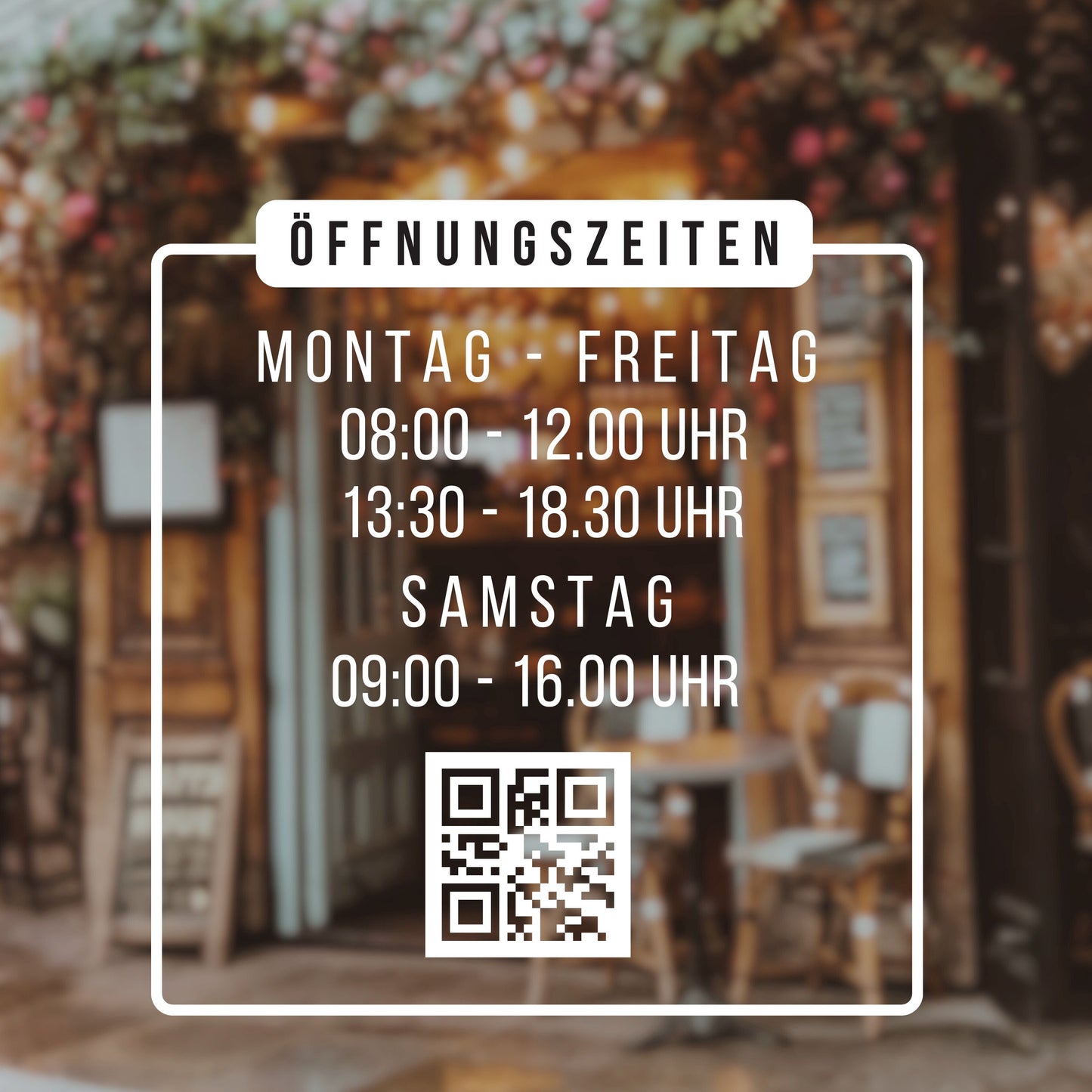 Opening hours shop with QR code