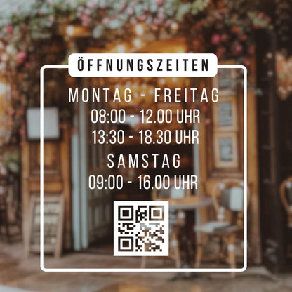 Opening hours shop with QR code